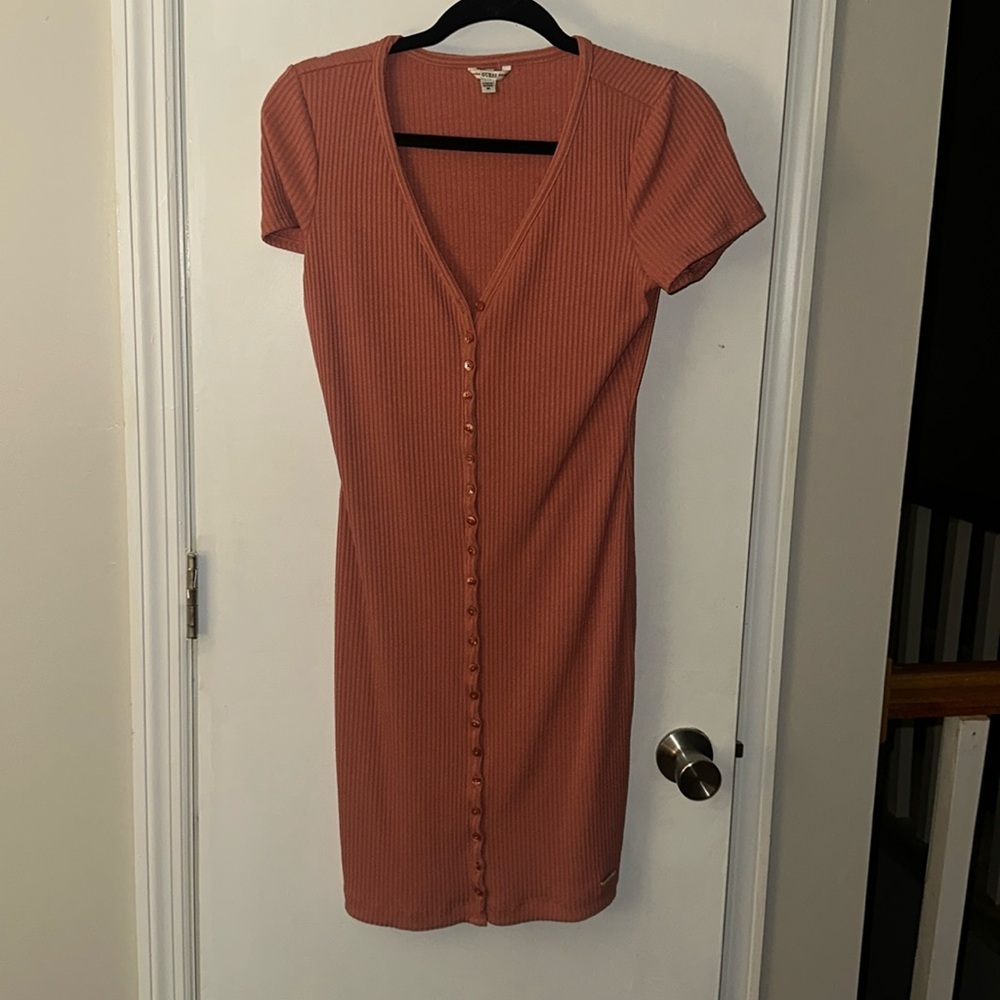 Stretchy body con coral dress